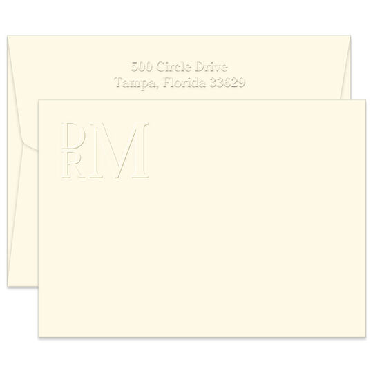 Triple Thick Monogram Flat Note Cards - Embossed